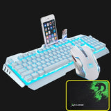 Mechanical Feel Keyboard USB Wired Ergonomic Backlit Mechanical Feel Gaming Keyboard and Mouse Set with Aluminium Alloy Panel