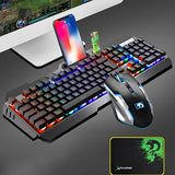 Mechanical Feel Keyboard USB Wired Ergonomic Backlit Mechanical Feel Gaming Keyboard and Mouse Set with Aluminium Alloy Panel
