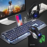 Mechanical Feel Keyboard USB Wired Ergonomic Backlit Mechanical Feel Gaming Keyboard and Mouse Set with Aluminium Alloy Panel