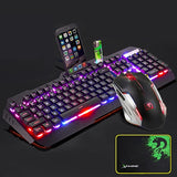 Mechanical Feel Keyboard USB Wired Ergonomic Backlit Mechanical Feel Gaming Keyboard and Mouse Set with Aluminium Alloy Panel