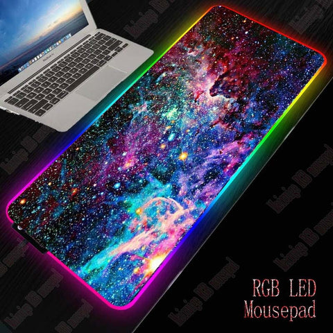 XGZ Space RGB Mouse Pad Gaming Mouse Pad Large Computer Mouse Pad Gamer XXL Mousepad LED Backlight Mause Pad Keyboard Desk Mat