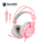 SADES A6 Gaming Headphones Game headset USB Virtual 7.1 Surround Sound Mic Voice Control For Desktop