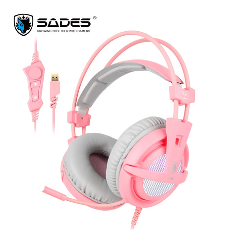 SADES A6 Gaming Headphones Game headset USB Virtual 7.1 Surround Sound Mic Voice Control For Desktop
