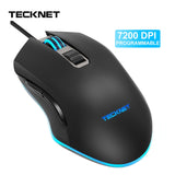 TeckNet computer Gaming Mouse 7200DPI Programmable Mouse Wired Computer Mouse Gaming Mice 6 Buttons for PC Gaming Laptops