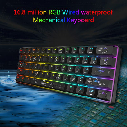 RGB LED Backlit Wired Mechanical Keyboard,Portable Compact Waterproof Mini Gaming Keyboard 61 Keys Gateron Switchs for PC Mac 4