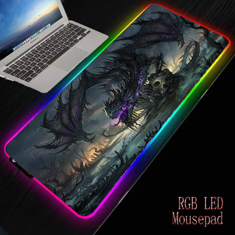 Mairuige Dragon Skull Gaming Computer Mousepad RGB Large Mouse Pad  Big Illuminate Mause Pad PC Desk Play Mat with LED Backlit