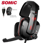 Somic G909 Gamer Headset Virtual 7.1 Stereo Wired Gaming Headphones Vibration Earphone headphone with Microphone for PC Computer