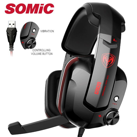 Somic G909 Gamer Headset Virtual 7.1 Stereo Wired Gaming Headphones Vibration Earphone headphone with Microphone for PC Computer