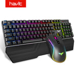 HAVIT Gaming Mechanical Keyboard 104 Keys RGB Light Blue / Red Switch Wired Keyboard or Keyboard Mouse Set Ru / English Version