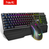 HAVIT Gaming Mechanical Keyboard 104 Keys RGB Light Blue / Red Switch Wired Keyboard or Keyboard Mouse Set Ru / English Version