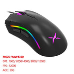 Delux M625 Wired 7D Gaming Mouse Ergonomic PMW3360 12000 dpi RGB Backlit PC Computer Gamer Mice With Wrist Rest Mouse Pad Kit