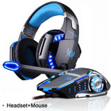 New Gaming Headphone Stereo Over-Ear Game Headset Headband Earphone with Mic LED Light for PC Gamer+6 Button Pro Gaming Mouse