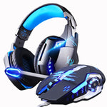 Gaming Headphones and Gaming Mouse Wired Stereo Gamer Earphone Headset + Gamer Mice 3200DPI Adjustable LED Light Optical USB