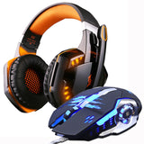 Gaming Headphones and Gaming Mouse Wired Stereo Gamer Earphone Headset + Gamer Mice 3200DPI Adjustable LED Light Optical USB