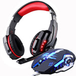 Gaming Headphones and Gaming Mouse Wired Stereo Gamer Earphone Headset + Gamer Mice 3200DPI Adjustable LED Light Optical USB