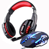 Gaming Headphones and Gaming Mouse Wired Stereo Gamer Earphone Headset + Gamer Mice 3200DPI Adjustable LED Light Optical USB