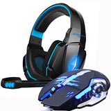 Gaming Headphones and Gaming Mouse Wired Stereo Gamer Earphone Headset + Gamer Mice 3200DPI Adjustable LED Light Optical USB