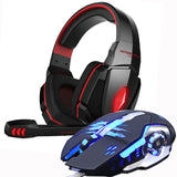 Gaming Headphones and Gaming Mouse Wired Stereo Gamer Earphone Headset + Gamer Mice 3200DPI Adjustable LED Light Optical USB