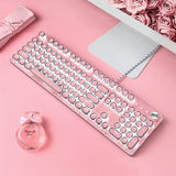 Gaming Keyboard Metal Backlit Retro Punk Blue Switches USB Wired for PC Laptop Desktop Computer Game Gamer Mechanical Keyboard