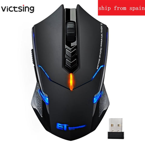 VicTsing Wireless Gaming Mouse 2400 DPI Ergonomic Grips 7 Buttons Breathing Backlit Unique Silent Click Ship from Spain