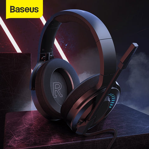 Baseus D05 3D Stereo Gaming Headphone USB/Type-C Colorful LED Light Wired Game Headsets with HD Microphone For Computer PC Gamer