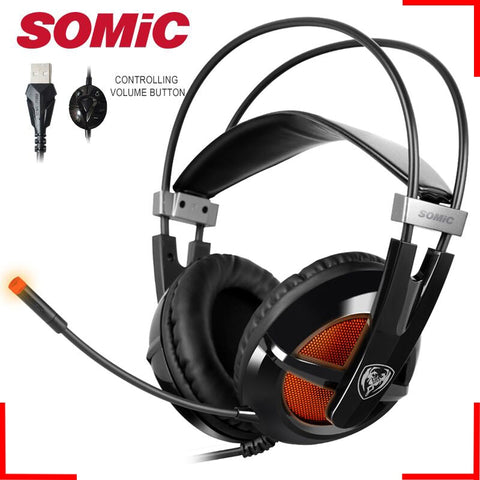 Somic G938 USB Virtual 7.1 Stereo wired gaming headphones with microphone game headset over ear for laptop computer gamer