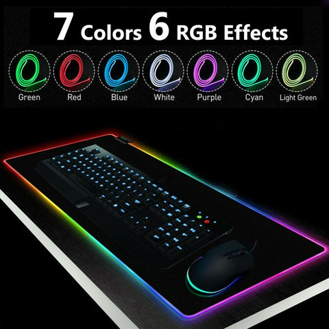Large Gaming Mouse Pad RGB USB LED Glowing Gamer Keyboard Mousepad Mice Mat 14 Lighting Modes For PC Computer Laptop