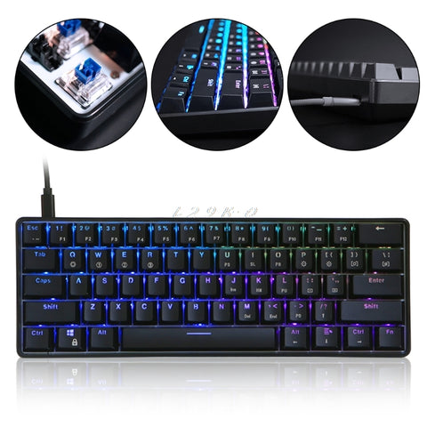 GK61 61 Key Mechanical Keyboard USB Wired LED Backlit Axis Gaming Mechanical Keyboard For Desktop