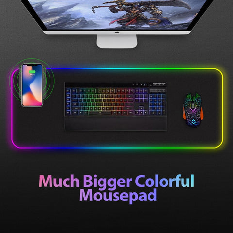 Gaming Mouse Pad RGB Large Mouse Pad Gamer Big Mouse Mat Computer Mousepad Led Backlight  Mause Pad With wireless charger