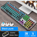 Steampunk Gaming Mechanical Keyboard Metal Panel Round Retro Keycap Backlit Wired Computer Peripherals for Desktop Laptop
