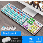 Steampunk Gaming Mechanical Keyboard Metal Panel Round Retro Keycap Backlit Wired Computer Peripherals for Desktop Laptop