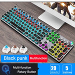 Steampunk Gaming Mechanical Keyboard Metal Panel Round Retro Keycap Backlit Wired Computer Peripherals for Desktop Laptop