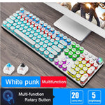 Steampunk Gaming Mechanical Keyboard Metal Panel Round Retro Keycap Backlit Wired Computer Peripherals for Desktop Laptop