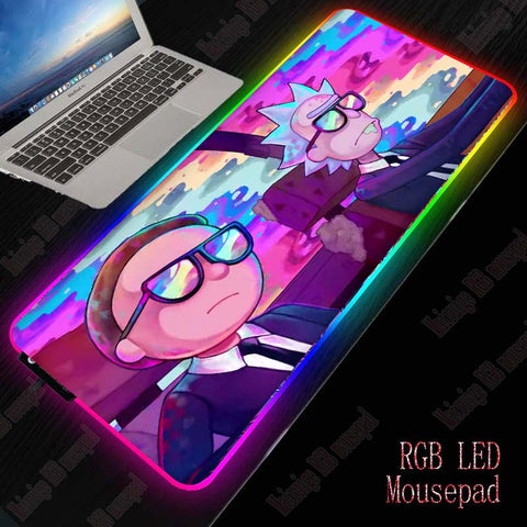 XGZ Anime Ricka and Morty Large RGB LED 7 Color USB Wired Lighting Gaming Gamer Colorful Mouse Pad for Laptop Computer Desk Mat