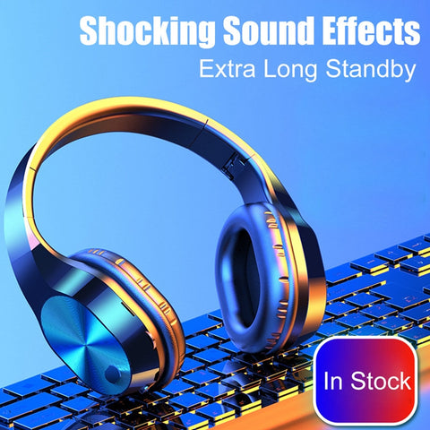 TWS Wireless Bluetooth Gaming Headphones Foldable Noise Cancelling Stereo Bass Gaming Headset With Mic Support TF Card Wholesale