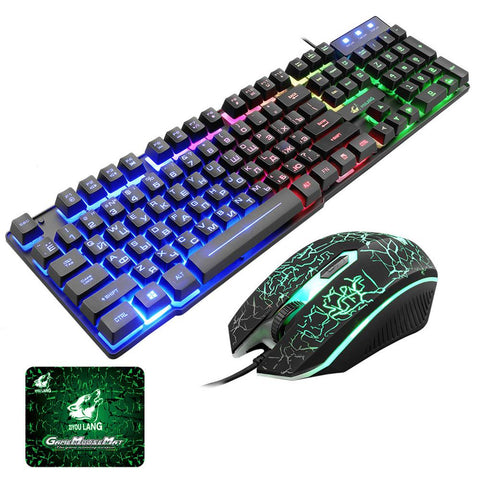 2020 Fashion Wired Gaming Keyboard Mechanical Feeling Backlit USB 104 Keycaps Russian&English Keyboard Waterproof Keyboards Set