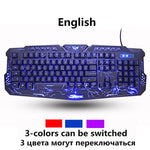 Russian/English Gaming Keyboard LED 3-Color M200 USB Wired Colorful Breathing Backlit Waterproof Computer Crack  Keyboard