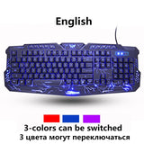 Russian/English Gaming Keyboard LED 3-Color M200 USB Wired Colorful Breathing Backlit Waterproof Computer Crack  Keyboard