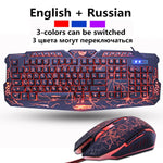 Russian/English Gaming Keyboard LED 3-Color M200 USB Wired Colorful Breathing Backlit Waterproof Computer Crack  Keyboard