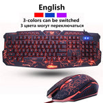 Russian/English Gaming Keyboard LED 3-Color M200 USB Wired Colorful Breathing Backlit Waterproof Computer Crack  Keyboard
