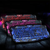 Mechanical Keyboard Mouse USB Wired Gaming Keyboard Mouse Cool LED 3-Color Colorful Breathing Backlit Waterproof Crack Keyboard