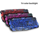 Mechanical Keyboard Mouse USB Wired Gaming Keyboard Mouse Cool LED 3-Color Colorful Breathing Backlit Waterproof Crack Keyboard