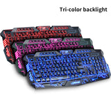 Mechanical Keyboard Mouse USB Wired Gaming Keyboard Mouse Cool LED 3-Color Colorful Breathing Backlit Waterproof Crack Keyboard