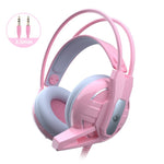 Yulass Gaming Headphones Wired Girl Pink Stereo Large Headphone Noise Canceling Headphone With microphone
