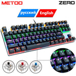 METOO zero Wired Gaming Mechanical Keyboard Game 87/104 Anti-ghosting Russian/US Blue Black Red switch Backlit For pro gamer Lap