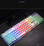 Colorful Gaming Mechanical Feel Keyboard USB Wired Ergonomic RGB Backlight Office Business Keyboard For Laptop Desktop PC