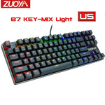 Jogo teclado mecânico azul vermelho interruptor usb rgb/mix retroiluminado com fio teclado 87/104 anti-ghosting para jogo computador portátil russo eua