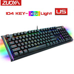 Jogo teclado mecânico azul vermelho interruptor usb rgb/mix retroiluminado com fio teclado 87/104 anti-ghosting para jogo computador portátil russo eua