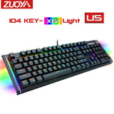 Jogo teclado mecânico azul vermelho interruptor usb rgb/mix retroiluminado com fio teclado 87/104 anti-ghosting para jogo computador portátil russo eua