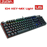 Jogo teclado mecânico azul vermelho interruptor usb rgb/mix retroiluminado com fio teclado 87/104 anti-ghosting para jogo computador portátil russo eua